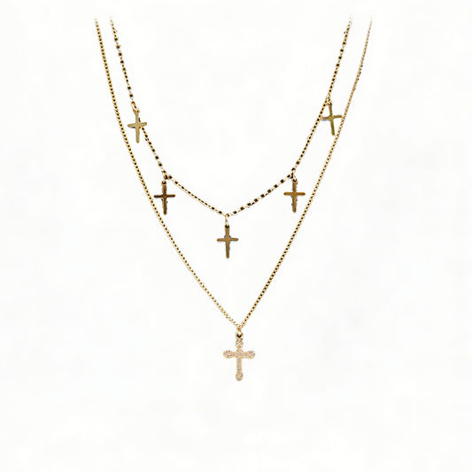24k Gold Jewelry,Cross Heart Charm Choker Necklace For Women Dainty Layered Lip Chain Necklace Stainless Steel Trendy Jewelry