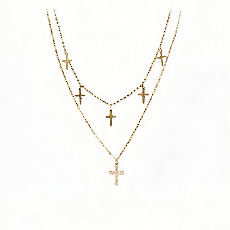 24k Gold Jewelry,Cross Heart Charm Choker Necklace For Women Dainty Layered Lip Chain Necklace Stainless Steel Trendy Jewelry