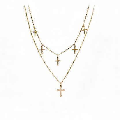 24k Gold Jewelry,Cross Heart Charm Choker Necklace For Women Dainty Layered Lip Chain Necklace Stainless Steel Trendy Jewelry