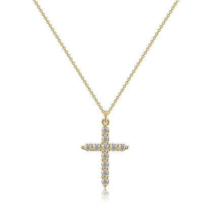 COLORFUL BLING Dainty Cubic Zircon Cross Necklace Sideways Pendant Necklace For Women Gold Silver Cross Jewelry