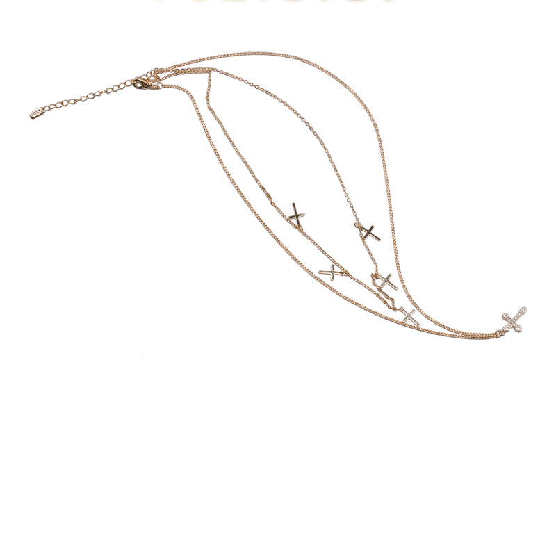 24k Gold Jewelry,Cross Heart Charm Choker Necklace For Women Dainty Layered Lip Chain Necklace Stainless Steel Trendy Jewelry