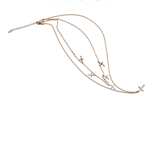 24k Gold Jewelry,Cross Heart Charm Choker Necklace For Women Dainty Layered Lip Chain Necklace Stainless Steel Trendy Jewelry