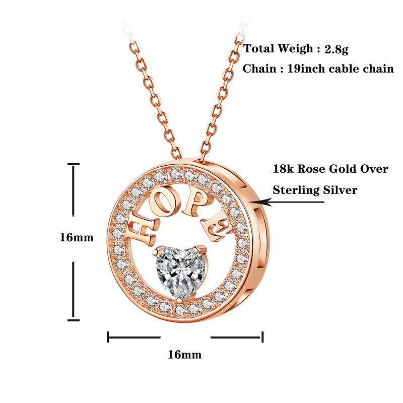 Emma Manor Necklace For Women 18k Gold Plated 925 Silver 5A Zirconia Diamond Hope Pendant Necklace
